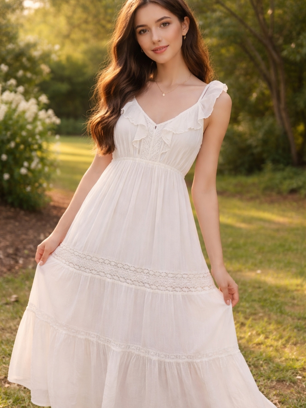 White Ruffle Tiered Maxi Dress - Elegant Summer Sundress